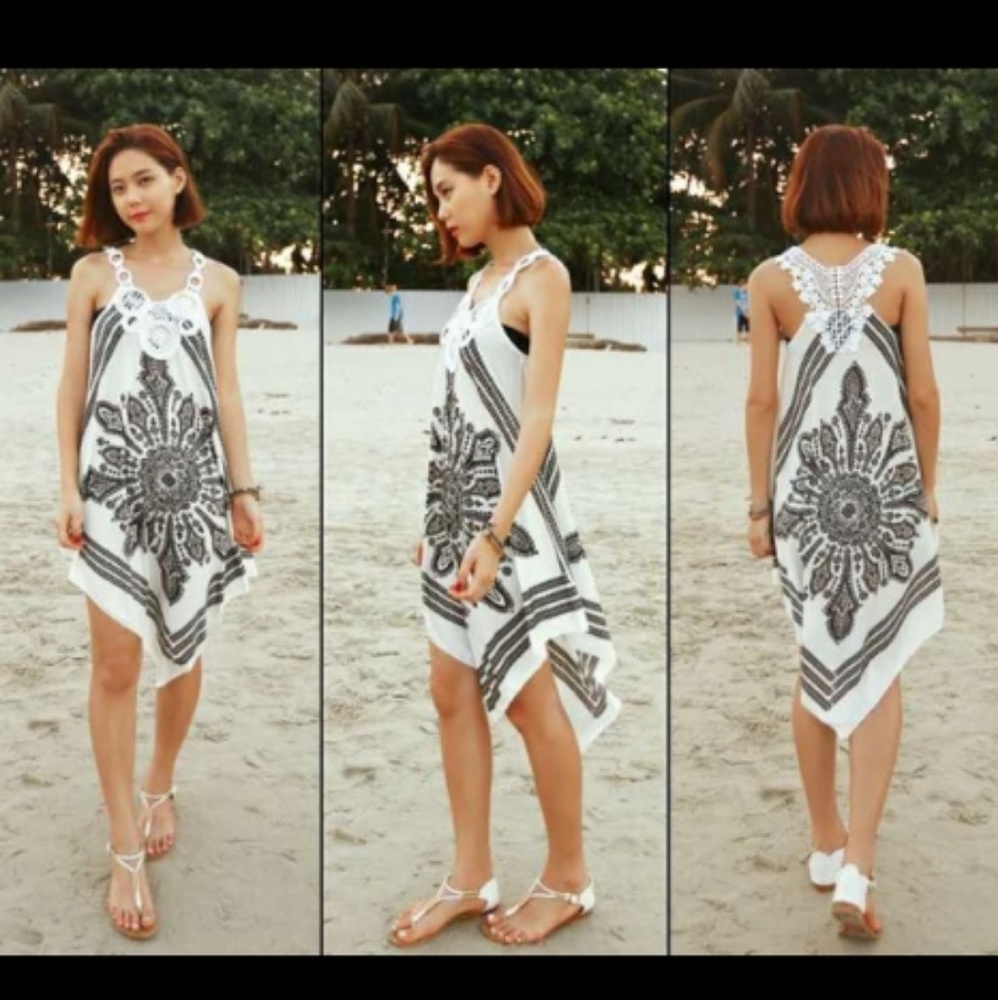 Assymetrical high low bikini coverup tunic dress